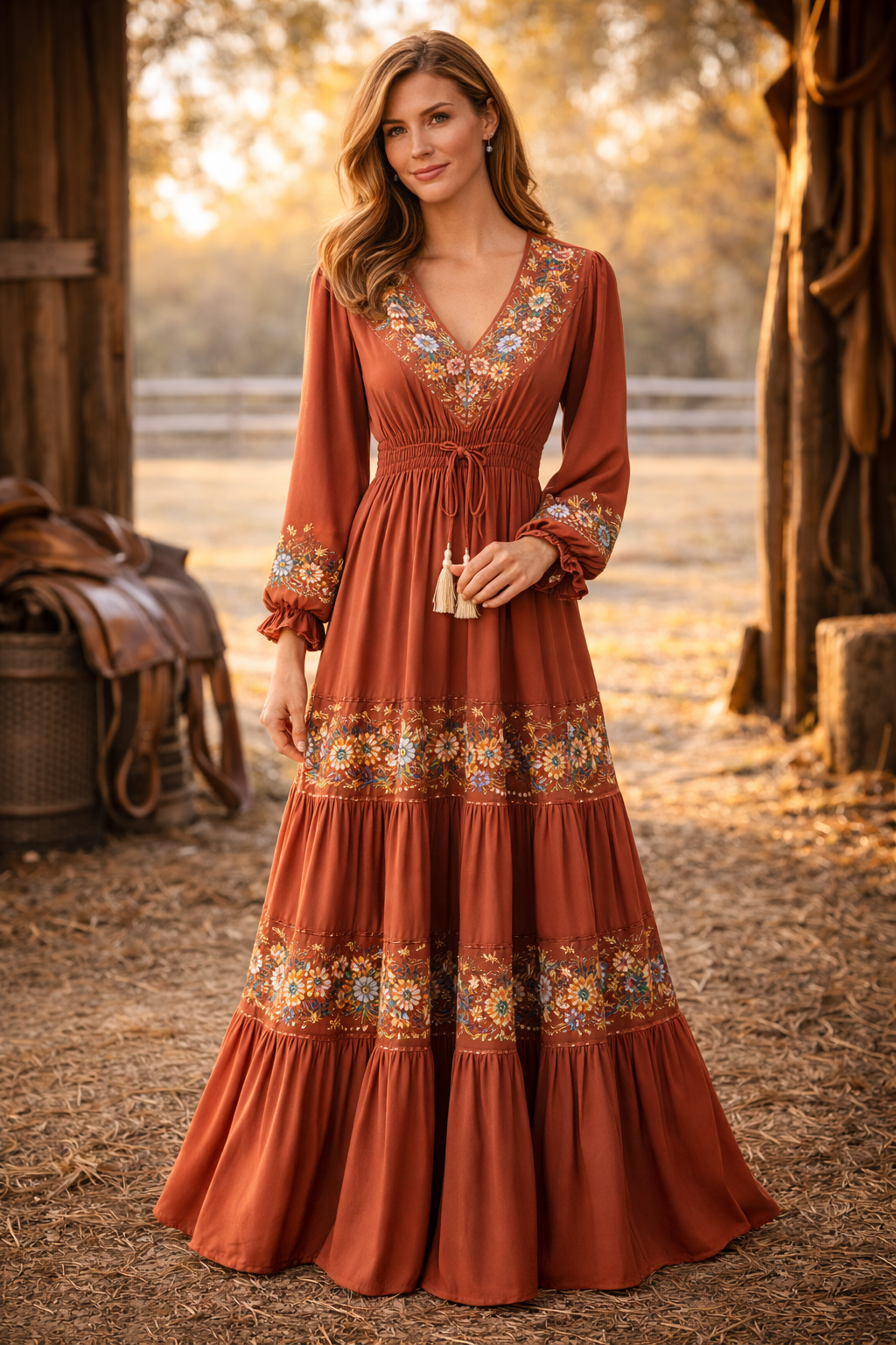 Sunset Embroidered Dress