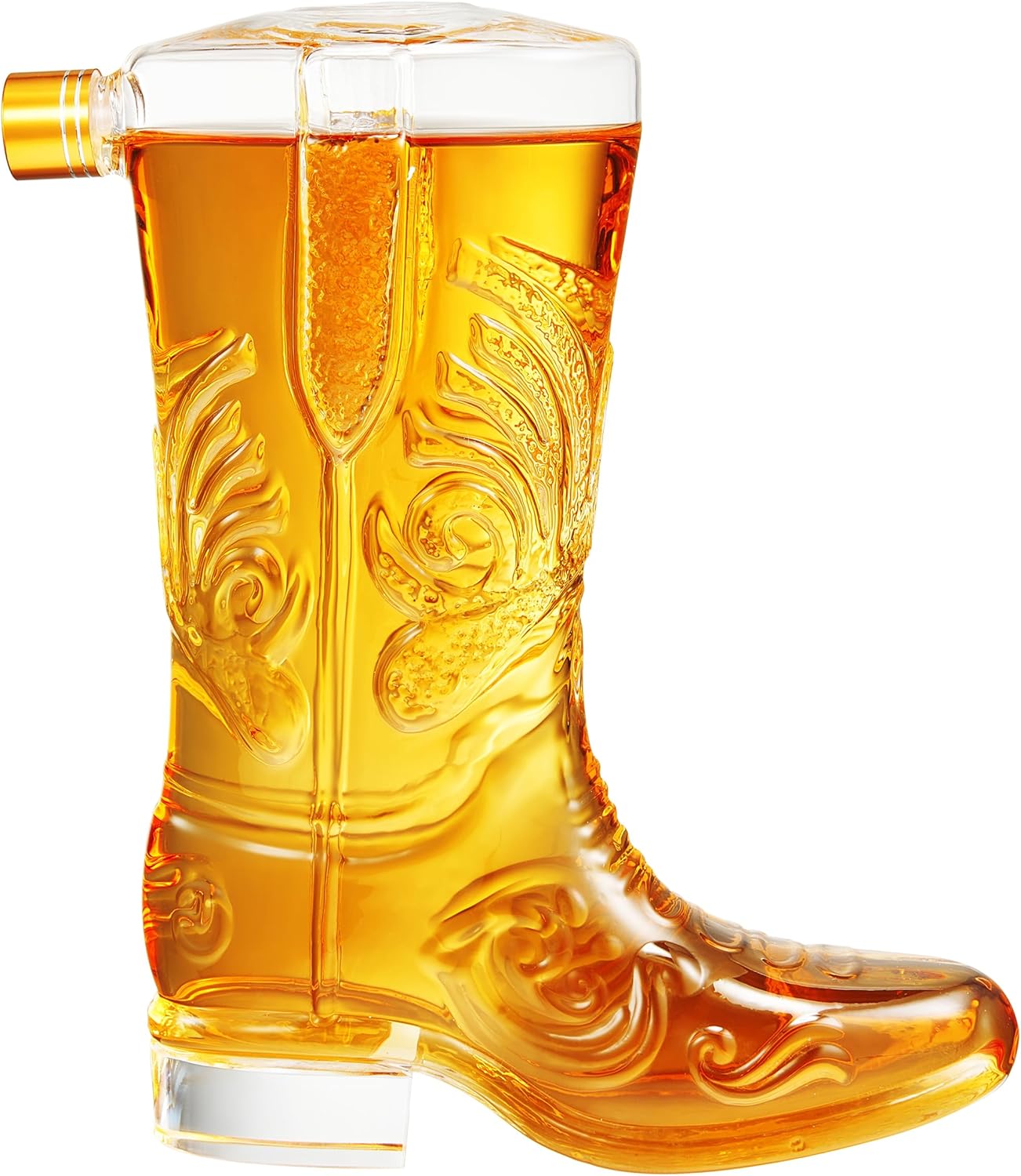 Western Cowboy Boot Whiskey Decanter 27oz – Unique Handcrafted Glass Liquor Bottle, Collectible Barware Birthday, Christmas, Gift for Men, Dad, Husband, Bourbon, Tequila, Scotch, Fathers Day, Home Bar-0