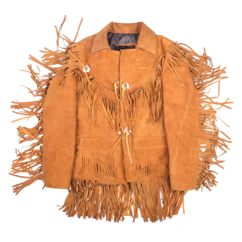 Men’s Suede Western Fringe Cowboy Jacket-3